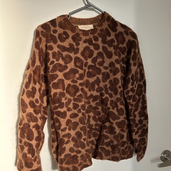La Maille Sezane Paris Leopard Print Gianni Sweater - Long Sleeve Top - Picture 1 of 6